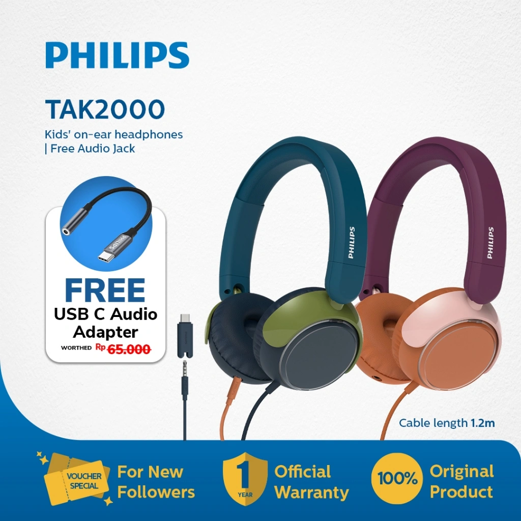 Philips TAK2000 On ear Headphone For Kids / Philips Kids Headphone