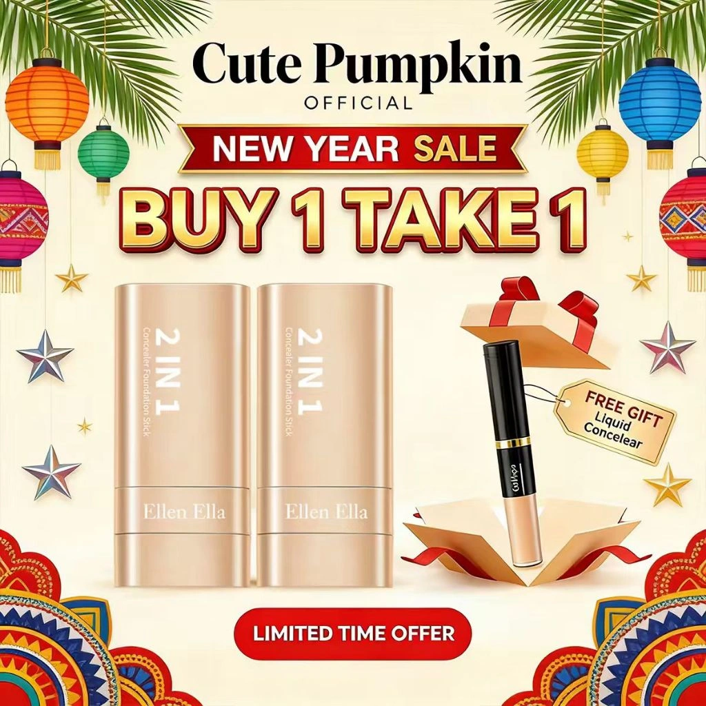 [Beli 1 Dapat 1] Korean 2in1 Concealer Foundation Stick Waterproof Oil Control Natural Cover Concealer Stick Glowing Anti Acne Dry Oily Skin Tahan Lama & Tahan Air