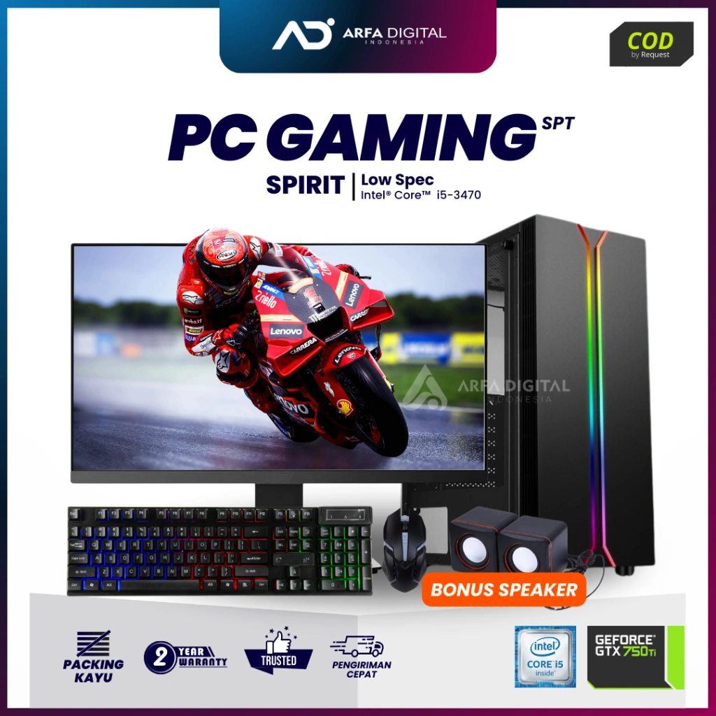 Komputer Full Set Murah Intel Core i5 SSD 128GB RAM 16GB VGA CARD 4GB DDR5 Monitor LED 24inch Lengkap Siap Pakai | SPIRIT