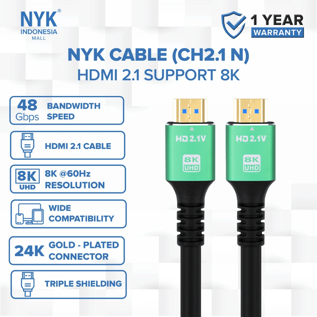 NYK Kabel HDMI to HDMI 2.1 Support 8K Ultra HD 1.5 Meter