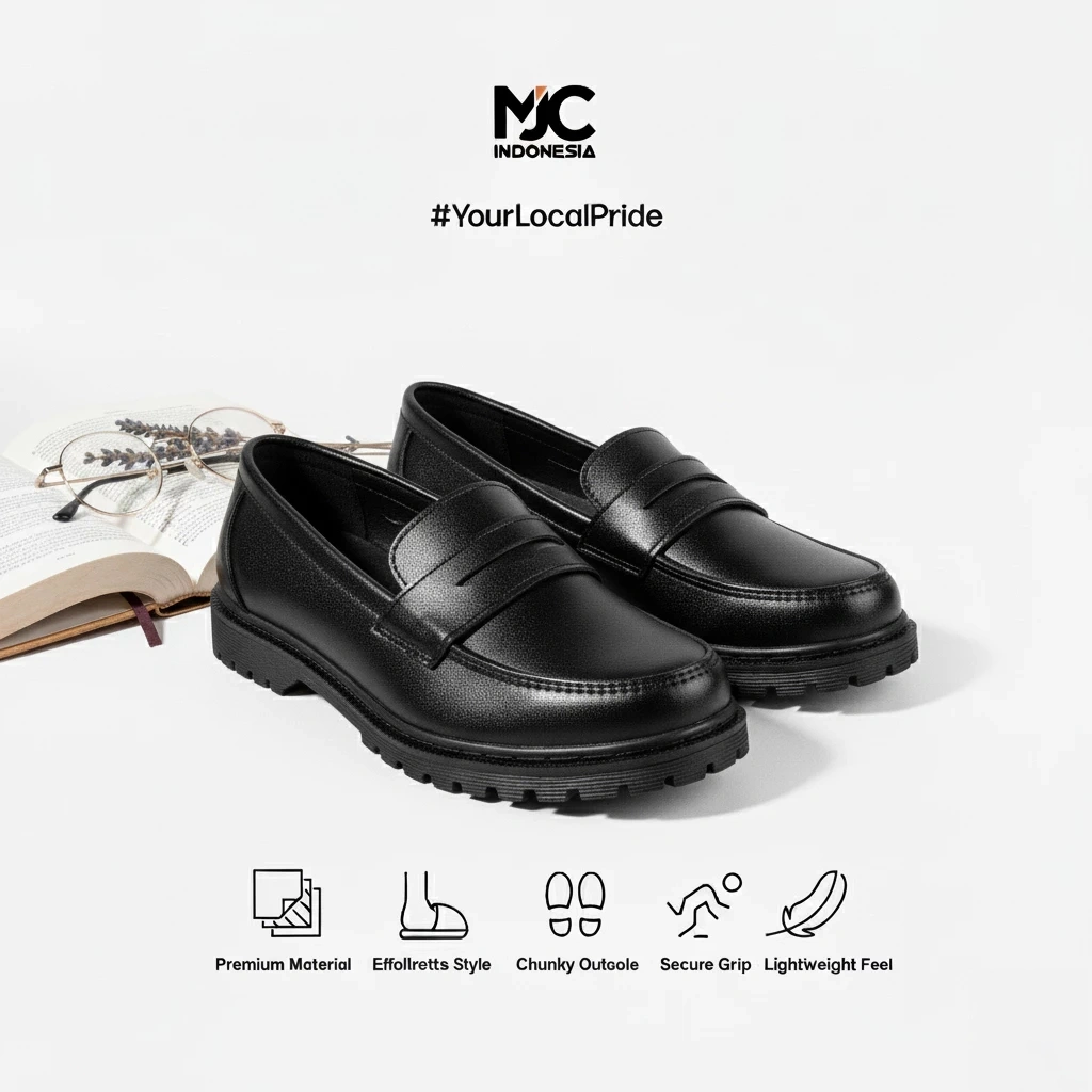MJC Indonesia - Sepatu Oxford Cewek Original Sepatu Docmart Kulit Klasik Hitam Korean Flat 36-41 Kantor Kerja Kuliah
