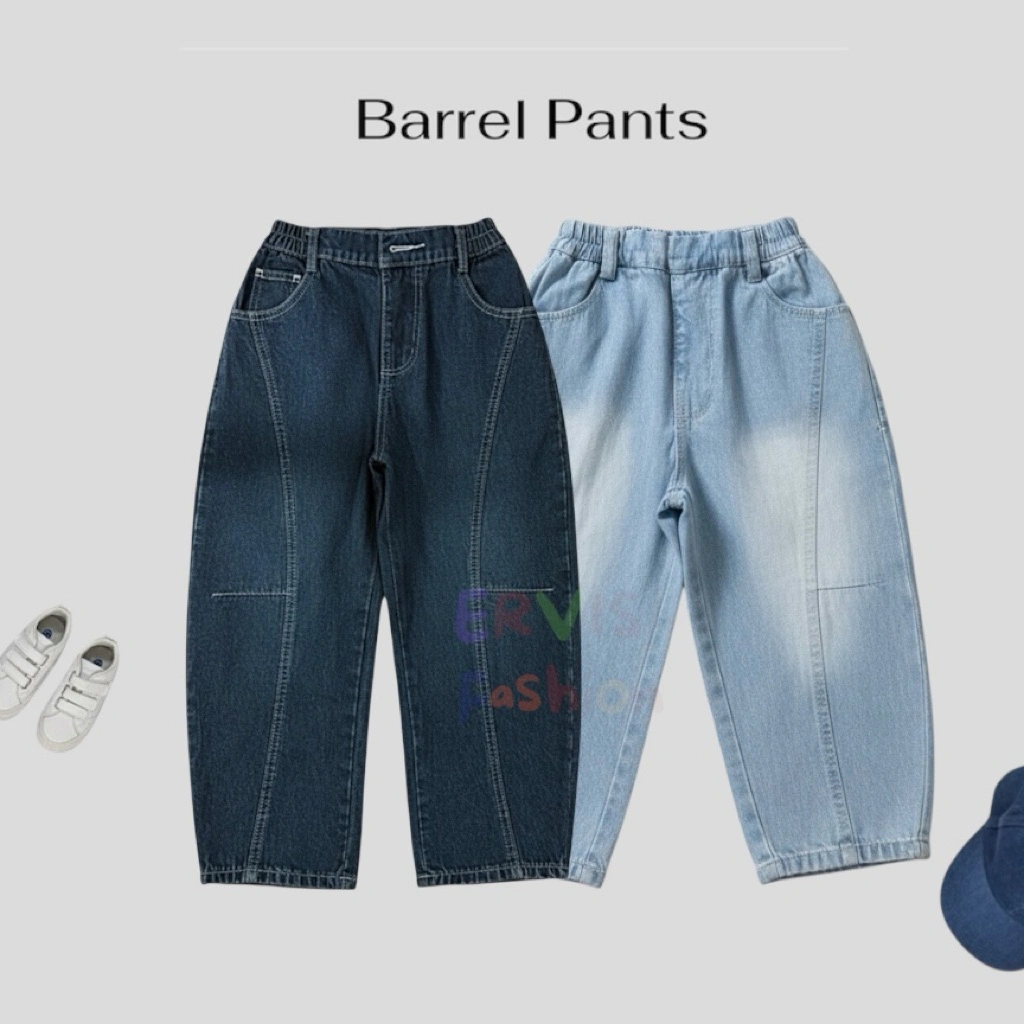 BARREL PANTS - Celana Barrel Jeans Skena Anak laki-laki dan perempuan 2 - 9 Tahun Unisex Fashion