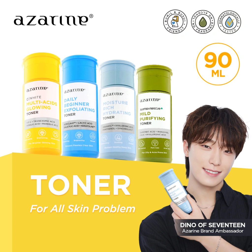 Azarine Toner Sejuta Umat for All Skin Types Untuk Kulit Kusam Kombinasi Anti Aging Berminyak Berjerawat 90 ml