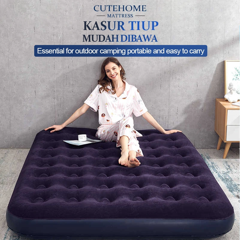CUTEHOME Kasur Angin Kasur Portabel Kasur Angin Ganda Kasur Camping Dalam dan Luar Ruangan Premium + Pompa