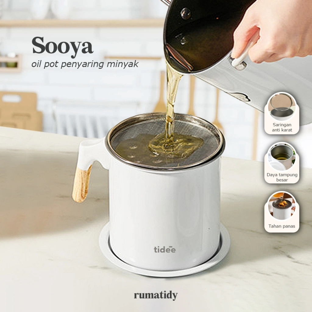 (RUMATIDY) SOOYA Oil Pot Saringan Minyak Stainless Estetik Tempat Penyaringan Minyak Aesthetic