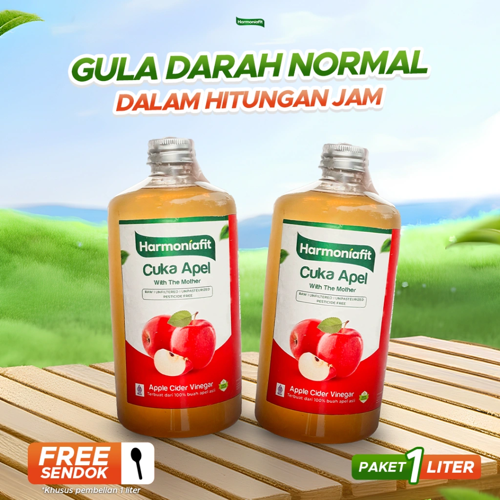 Cuka Apel Hermoniafit Sari Buah Apel Solusi Diabetes Atur Gula Darah Sari Cuka Apel Premium