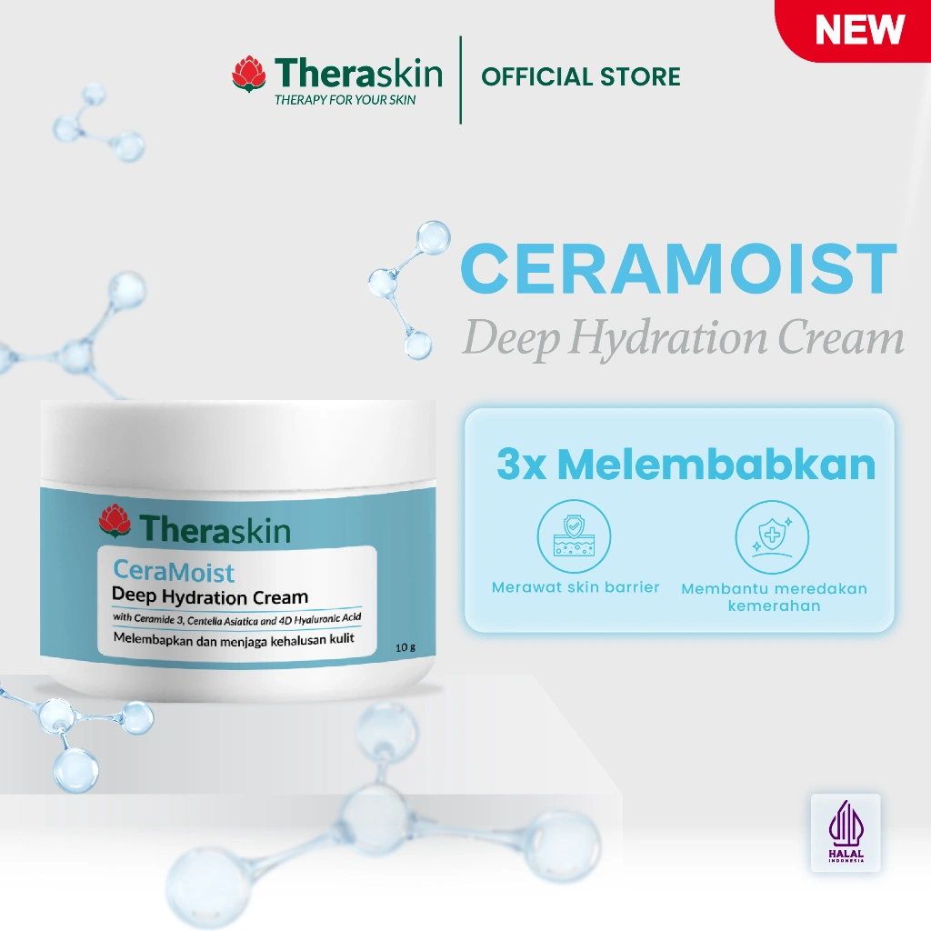 Theraskin BPOM Ceramoist Deep Hydration Cream - Krim untuk Merawat Skin Barrier & Meredakan Kemerahan dengan 4D Hyaluronic Acid, Allantoin, 3X Ceramide, dan Biosaccharide Gum-1