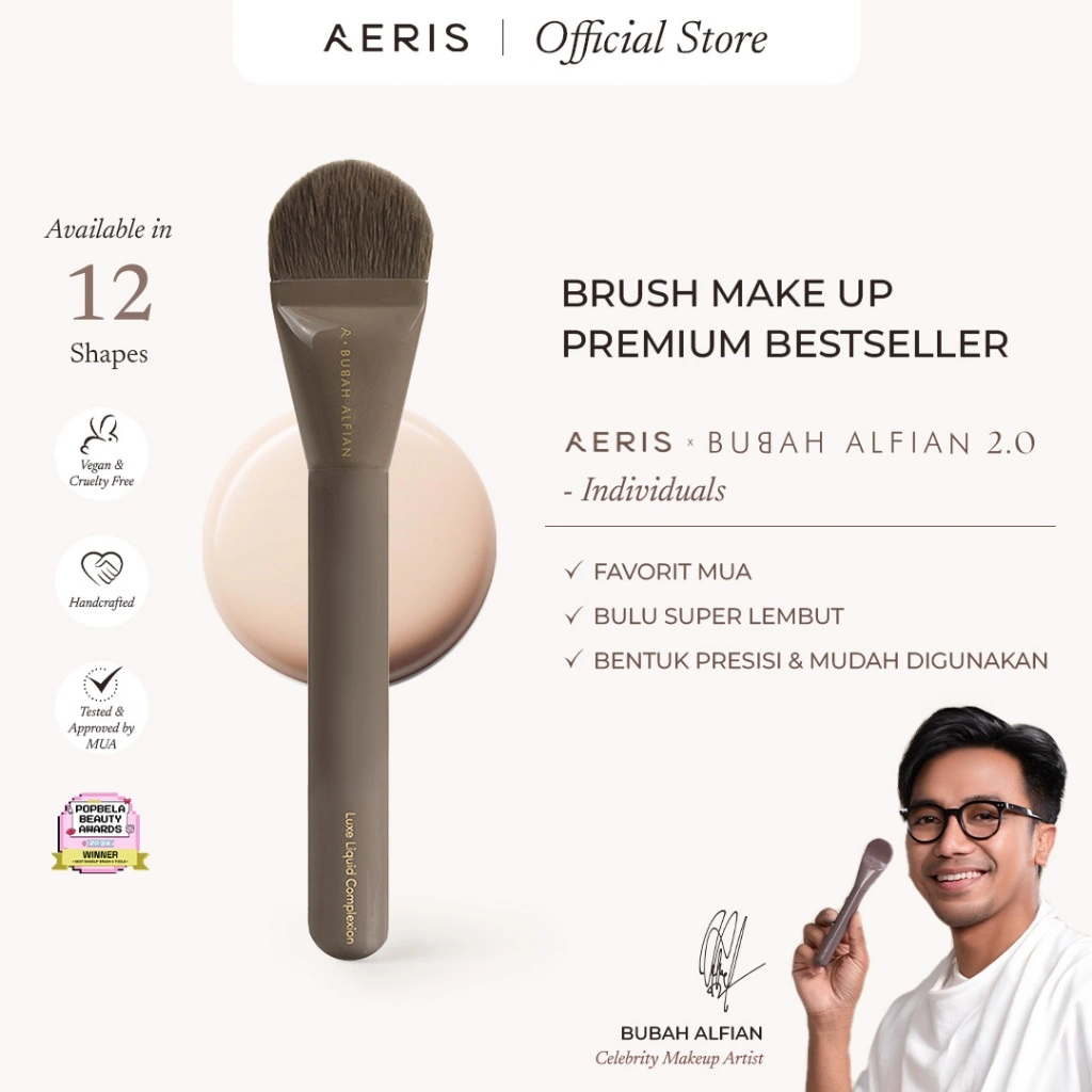 Aeris Beauté x Bubah Alfian 2.0 - Single Brush | Brush Make Up Kuas Rias Lembut Premium Berkualitas Profesional MUA