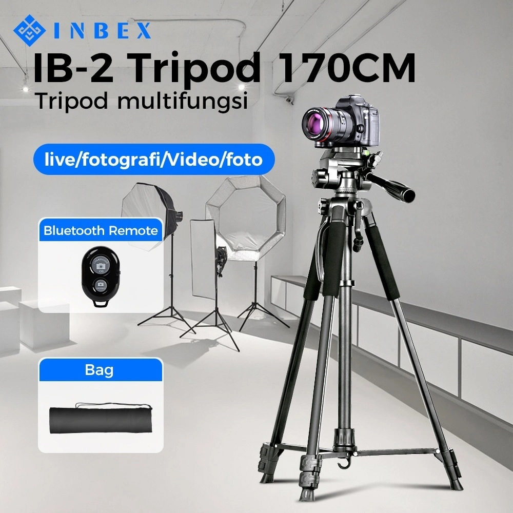 INBEX IB-2R 170cm Tripod Konten Kreator Tripod hp Bluetooth Remote Tripot HP Aluminum Tripod with Holder+Carry Bag