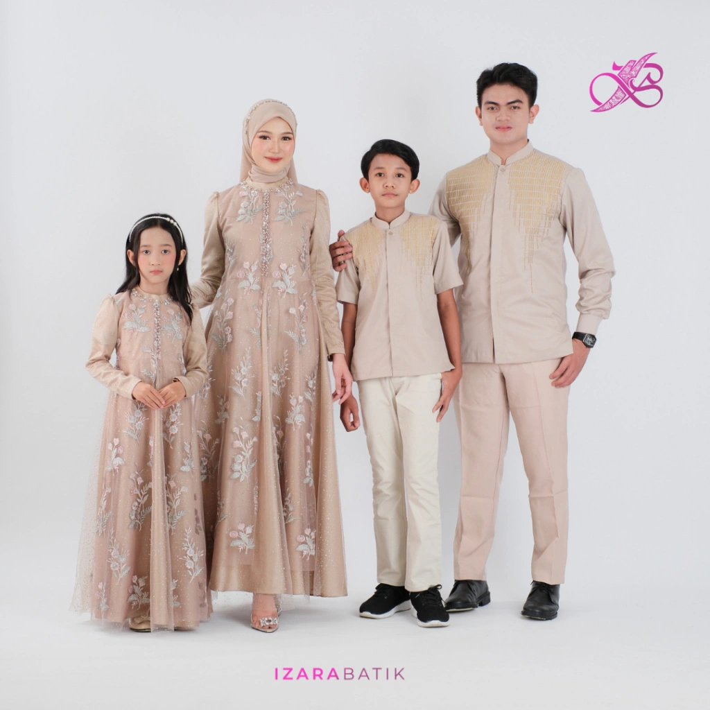 IZARABATIK - Family Set Irsyana Series Raya Collection Baju Couple Sarimbit Lebaran Keluarga Muslim Gamis Koko