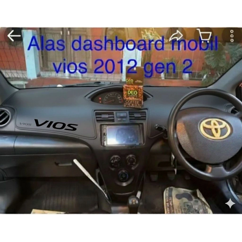 cover dasboard prmium mobil vios gen2 dengan motif logo dibagian kiri dasboard deng elgan, bisa custom nama, dan logo