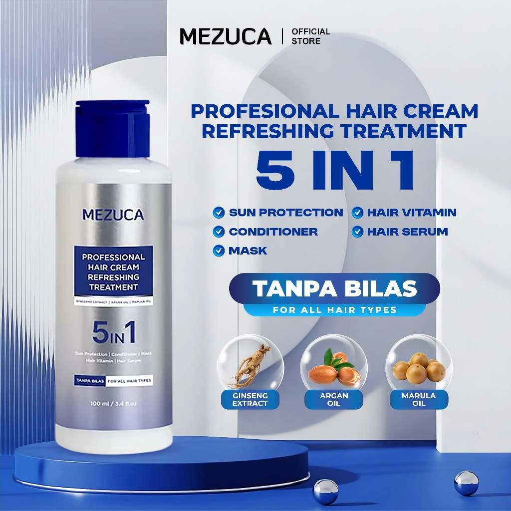 MEZUCA Profesional Hair Cream Refreshing Treatment Tanpa Bilas 5in1 Sun Protection Conditioner Vitamin Serum Masker Rambut  Efek Salon