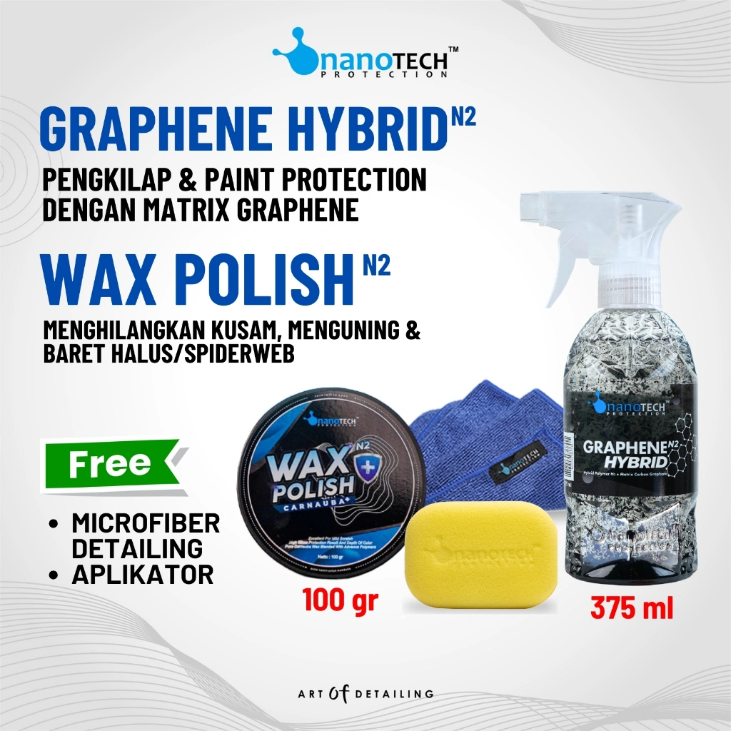 PENGHILANG KUSAM BARET HALUS SPIDERWEB MENGUNING PLUS + PENGKILAP DAN PAINT PROTECTION ( GRAPHENE HYBRID + WAX POLISH ) - nanoTECH PROTECTION COMPOUND POLISH