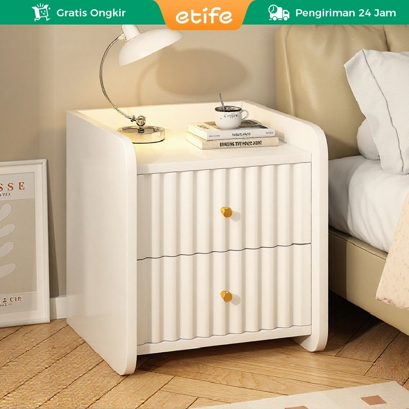 E-TIFE Meja Nakas Minimalis Bedside Table Meja Samping Lemari Nakas Kayu Meja Nakas Putih