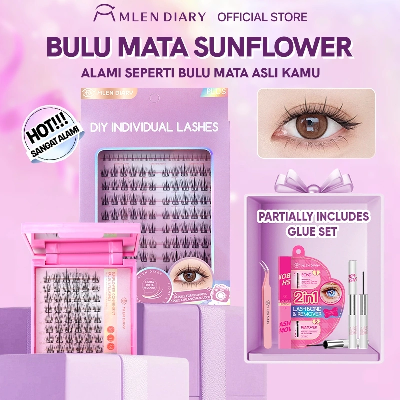 MLEN DIARY-Bulu Mata Bunga Matahari Panjang Bulu Mata Sunflower 9-12mm bulu mata palsu lem eyelash extension dan pinset eyelash