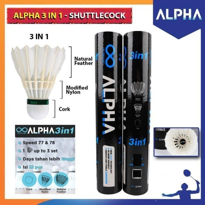 SHUTTLECOCK KOK ALPHA BLACK 3 iN1 TECHNOLOGY