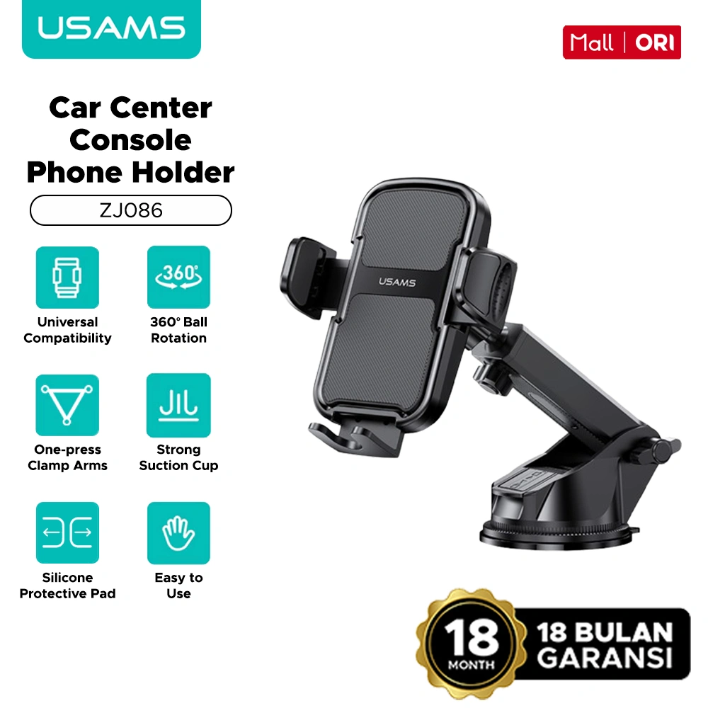 USAMS Holder HP Mobil Strong Suction Cup Flexible Adjustable Car Phone Holder ZJ072 ZJ086