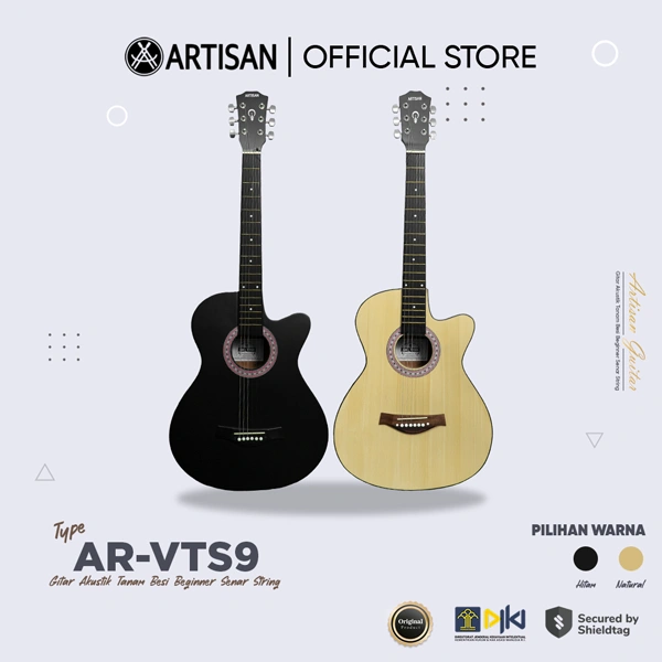 ARTISAN Gitar Akustik Tanam Besi Beginner AR - VTS9 Senar String Guitar