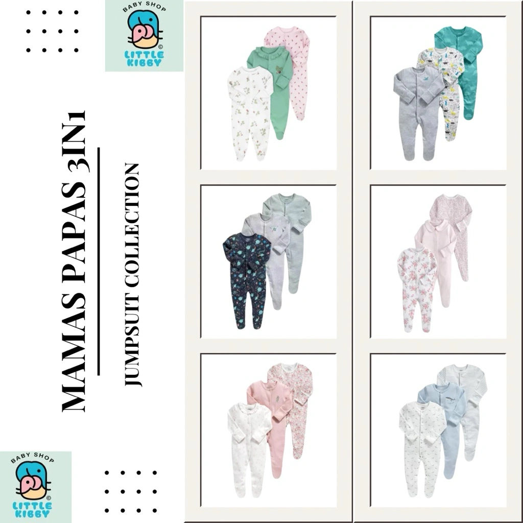 LITTLE KIBBY | SLEEPSUIT PREMIUM 3 in 1 | SLEEPSUIT BAYI | BAJU BAYI NEWBORN JUMPSUIT MAMAS PAPAS | SLEEPSUIT | BAJU NEWBORN | BAJUBAYI IMPORT | MAMAS PAPAS