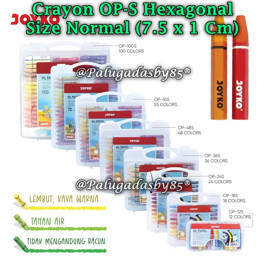 (1 Set) Crayon JOYKO OP-12S OP-18S OP-24S OP-36S OP-48S OP-55S OP-72S / Oil Pastel Joyko (1 Set)