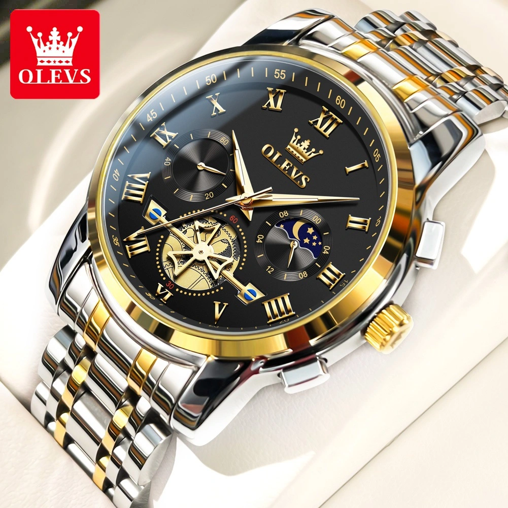 OLEVS Jam Tangan Pria Anti Air Original Cowok Terbaru Tahan Luxury Led Sport Analog Chronograph Stainless Steel Watch Men Cod