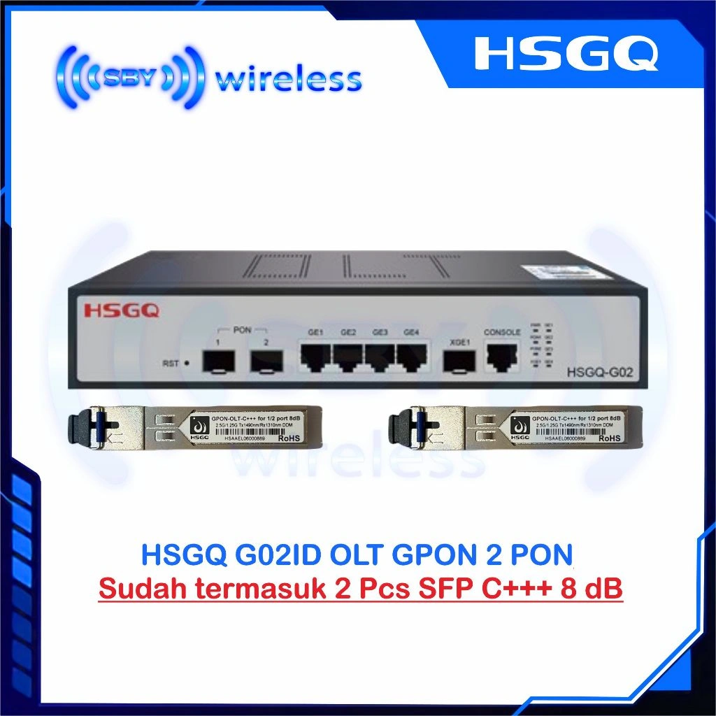 HSGQ-G02ID include 2 PCS SFP C+++ 8dbm OLT GPON 2 Ports GPON,UPLINK 10G, 4*GE RJ45, AC/DC
