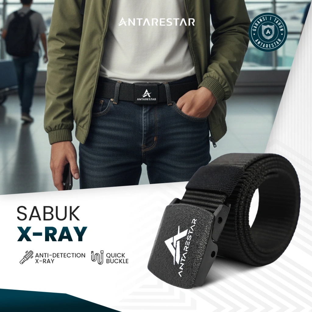 ANTARESTAR Official - Sabuk Anti Metal Detektor X-Ray Nilon Ikat Pinggang Sabuk Kanvas Tali Anti Metal Detector