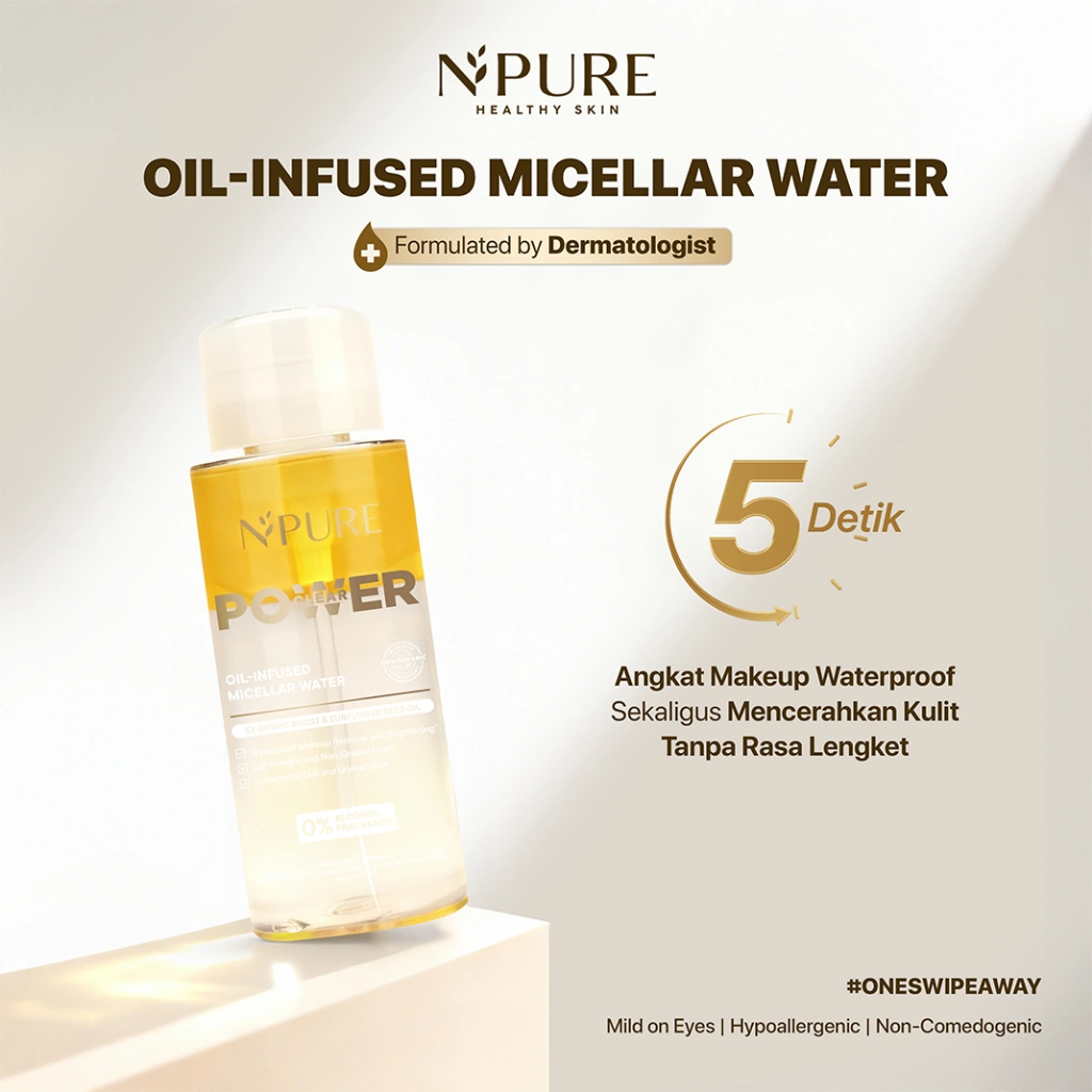 NPURE Oil-Infused Micellar Water / Micellar Oil / Pembersih Makeup / Pembersih wajah / Pembersih Makeup Waterproof