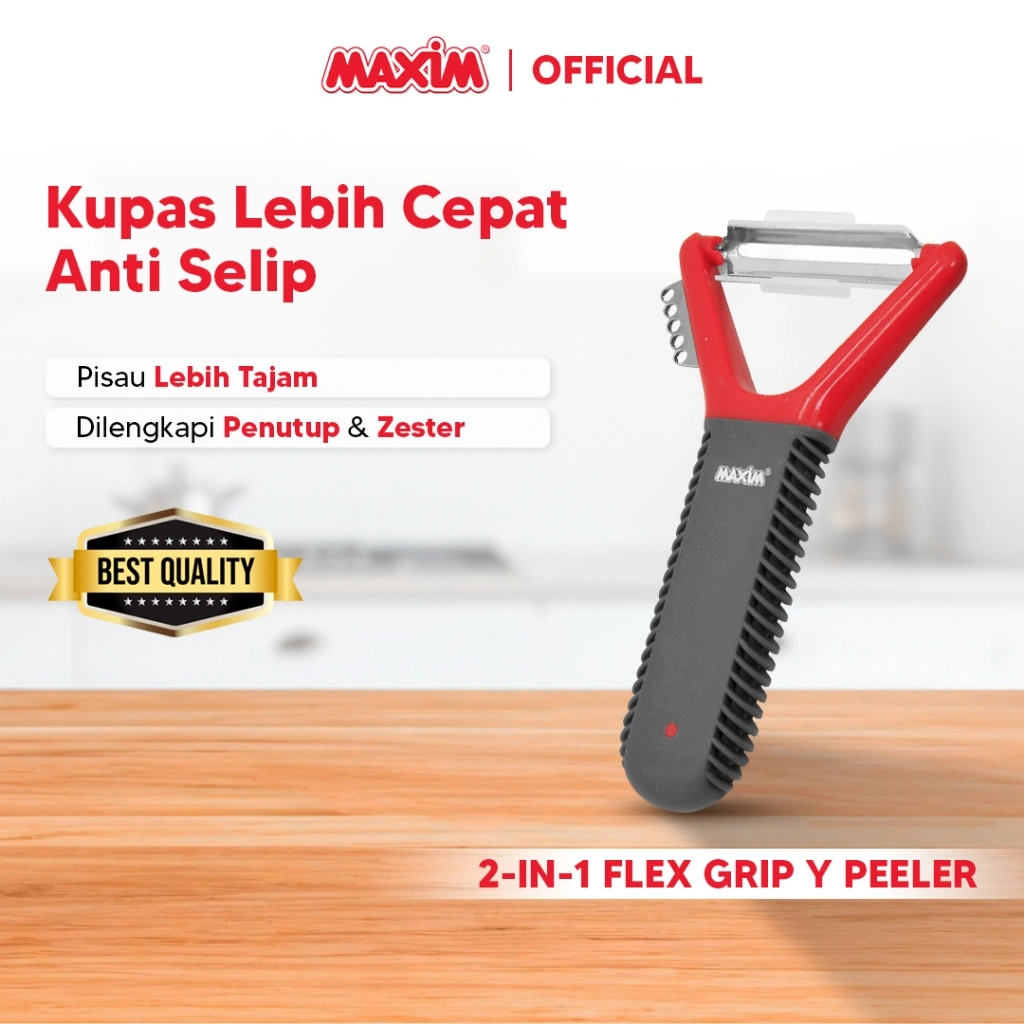 Maxim Tools Flex Grip Y Peeler 2in1 - Alat Pengupas Sayur / Buah / Bahan Makanan Stainless Steel