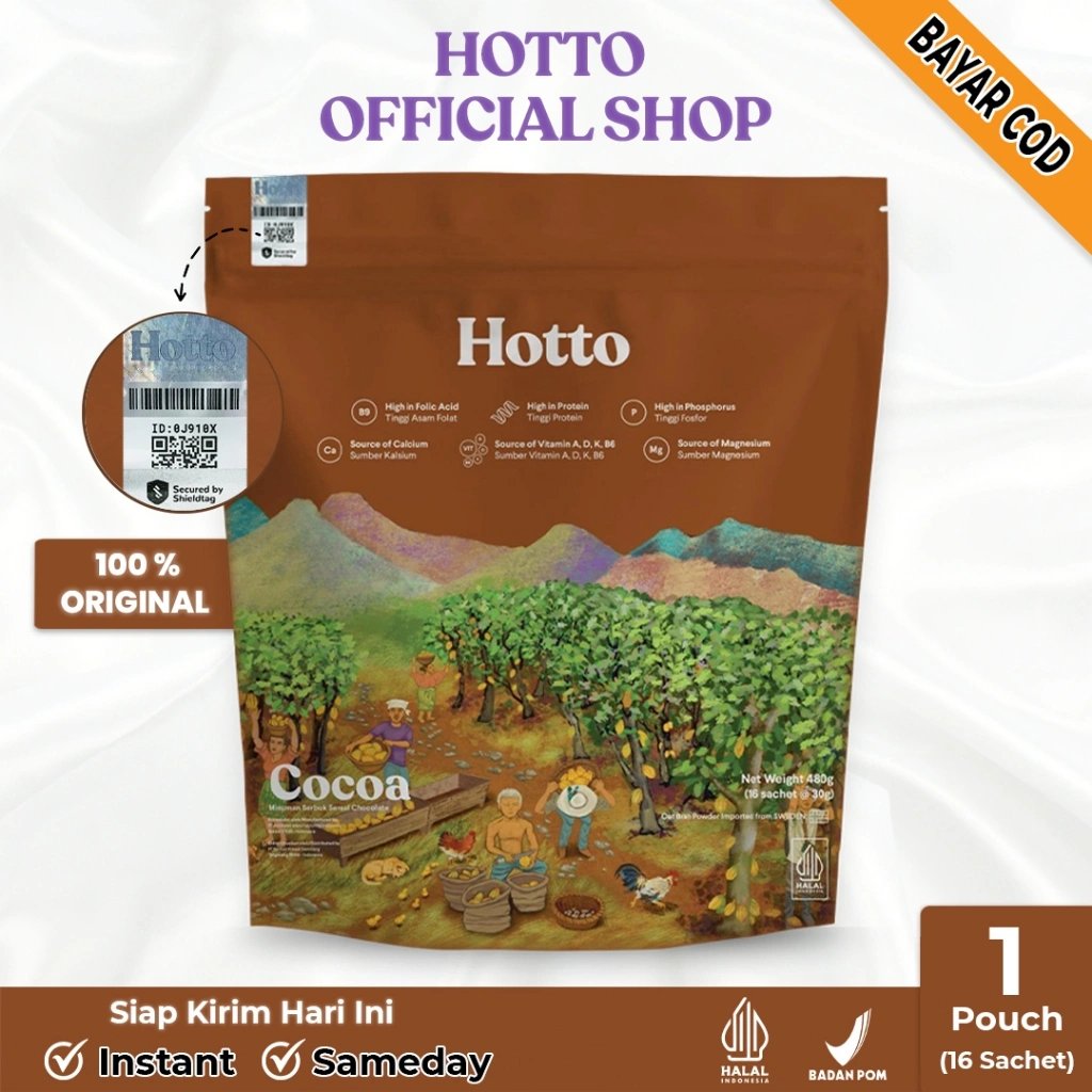 Hotto Cocoa 16 Sachet Hotto Purto Multigrain Oat 1 Pouch 16 sachet Halal BPOM