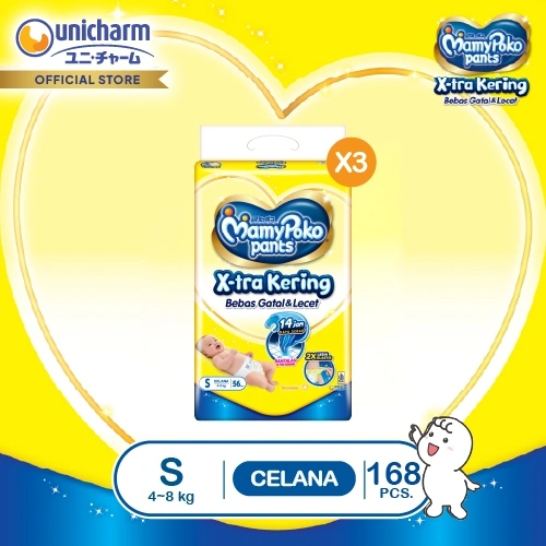 MamyPoko Pants X-tra Kering - S 56 - Popok Celana -  3 Packs