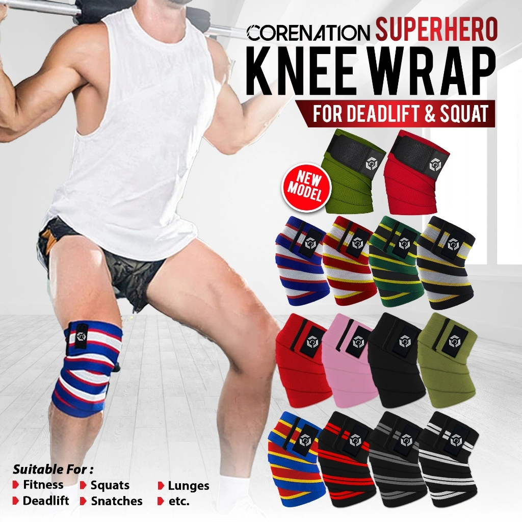 CoreNation Super Hero Knee Wrap | Kneepad Support Strap Lutut Olahraga Bantalan Lutut Fitness Gym Sport