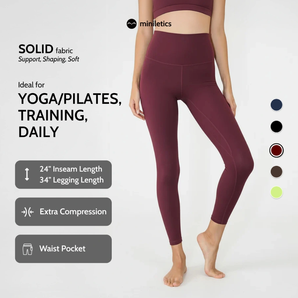 miniletics Solid Legging Full 24" High Waist Celana Olahraga Gym Wanita