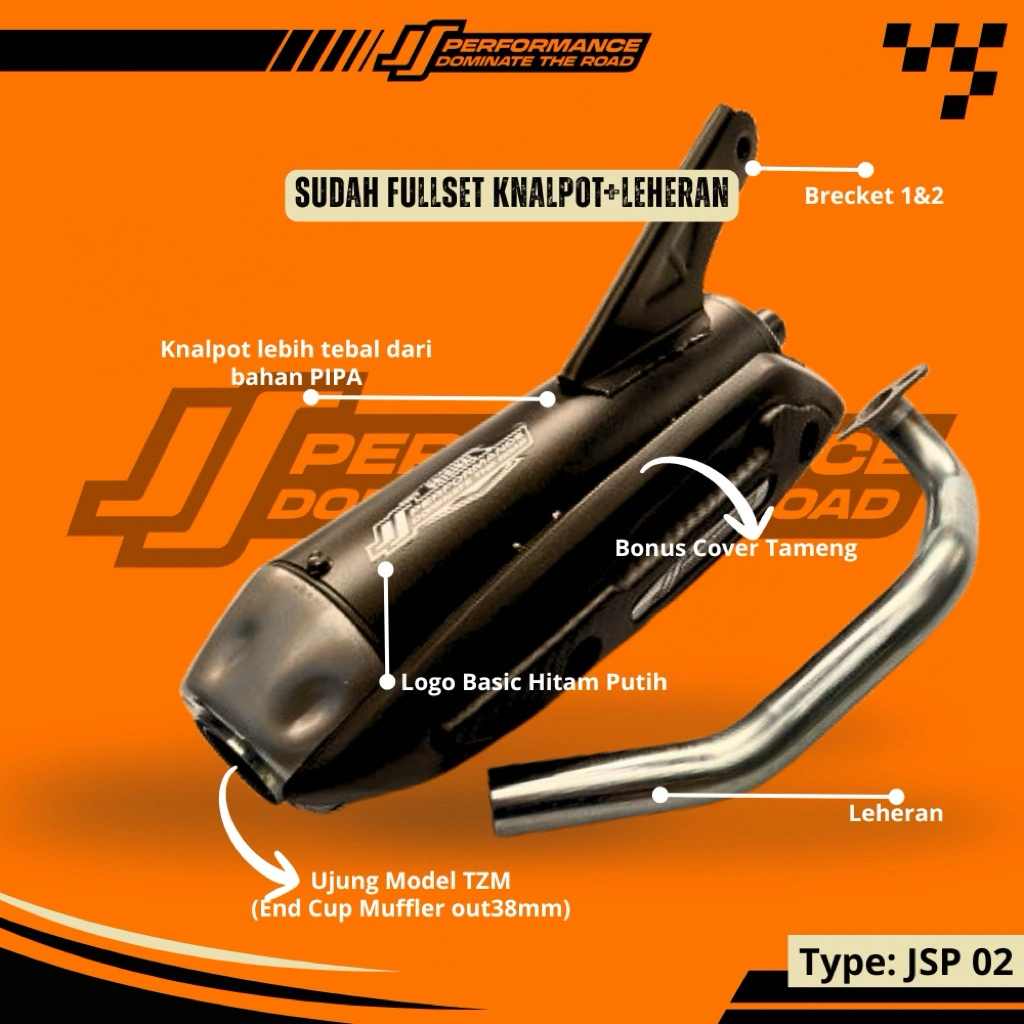Knalpot JSP02 & JSP03 JS Performance model Tzm & Shijiro untuk berbagai motor matic matik metik