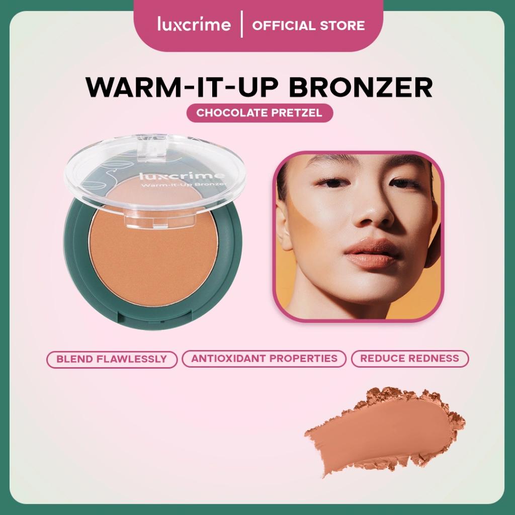 Luxcrime Warm-It-Up Bronzer Chocolate Pretzel - Warna Natural Untuk Wajah lebih Tajam Dan Tahan Lama