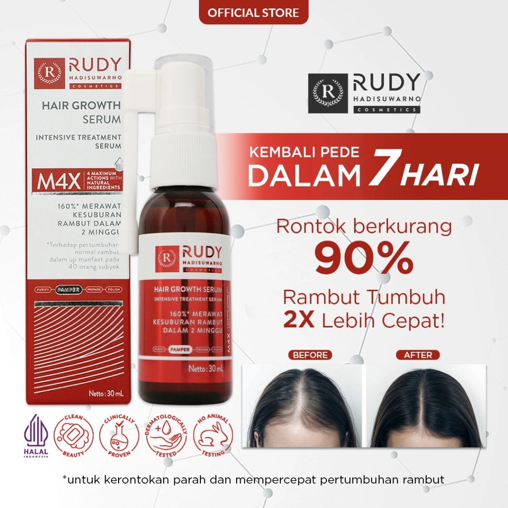 Rudy Hadisuwarno Cosmetics Hair Growth Serum 30 ml Hair Serum Penumbuh Rambut Serum Rambut Penumbuh Rambut Botak Vitamin Rambut Haircare Hair Treatment Anti Hair Fall Serum Anti Hair Fall Treatment Hair Growth Hair Grow
