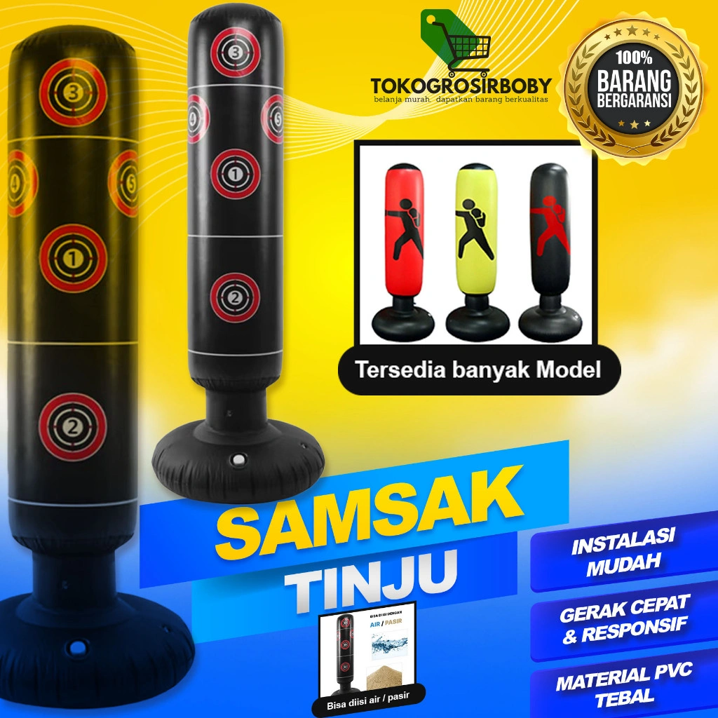 Samsak Sansak Tinju Berdiri Standing Dewasa Model Tiup Bahan PVC Untuk Latihan TERMURAH 160 Cm