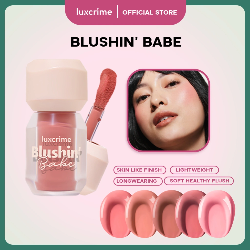 Luxcrime Blushin’ Babe Liquid Blush | Blush Cair Ringan & Tahan Lama – Tidak Menggeser Makeup, Buildable & Cocok untuk Pemula