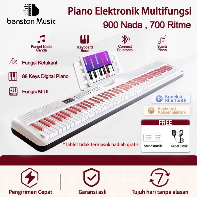 Benston Music-Piano Elektronik 88 tuts Untuk Dewasa, Pemula Piano Elektrik Portabel Pintar Rumah Anak-anak, Profesional 88-Key Elektronik Piano