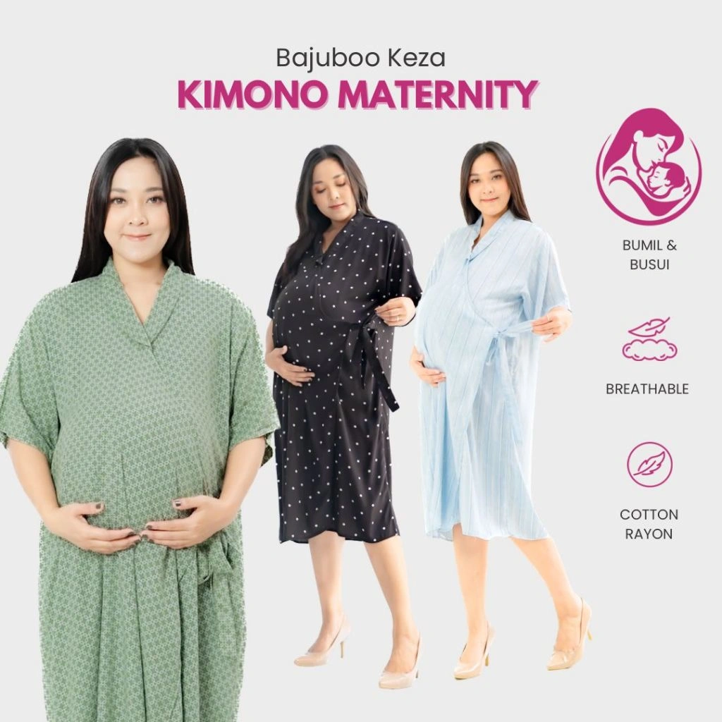 Bajuboo Keza - Daster Kimono Busui & Bumil Friendly Rayon Lengan Pendek
