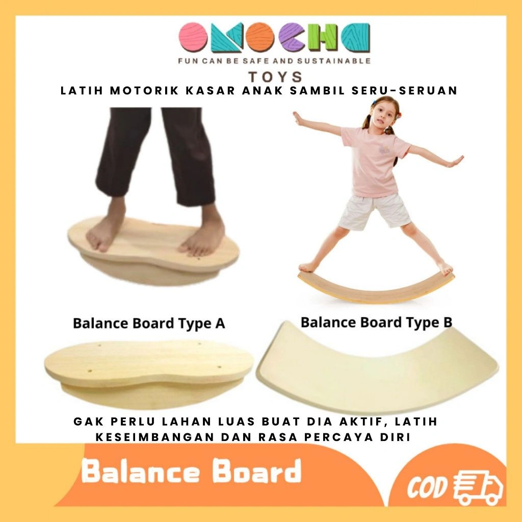 Omocha Toys - Balance Board Permaianan Papan Keseimbangan Wooden Balance Board