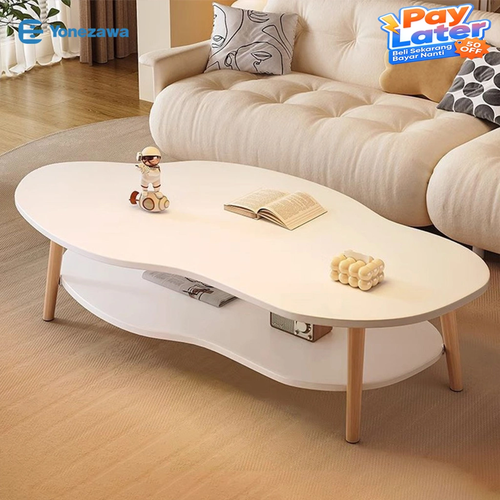 YONEZAWA Meja Kopi Kayu Meja Minimalis Meja Ruang Tamu Lapisan Ganda Meja Makan Sederhana Meja Belajar Anak Meja Samping Sofa Meja penyimpanan Meja Teh Kamar Tidur Sederhana