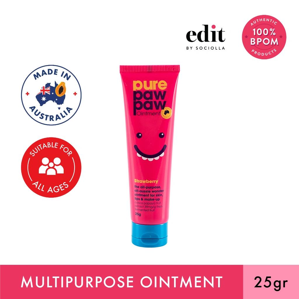 Pure Paw Paw Strawberry - 25 gr - Krim Gel Salep Multifungsi ( Lip Balm, Ruam Popok ) - Body Care