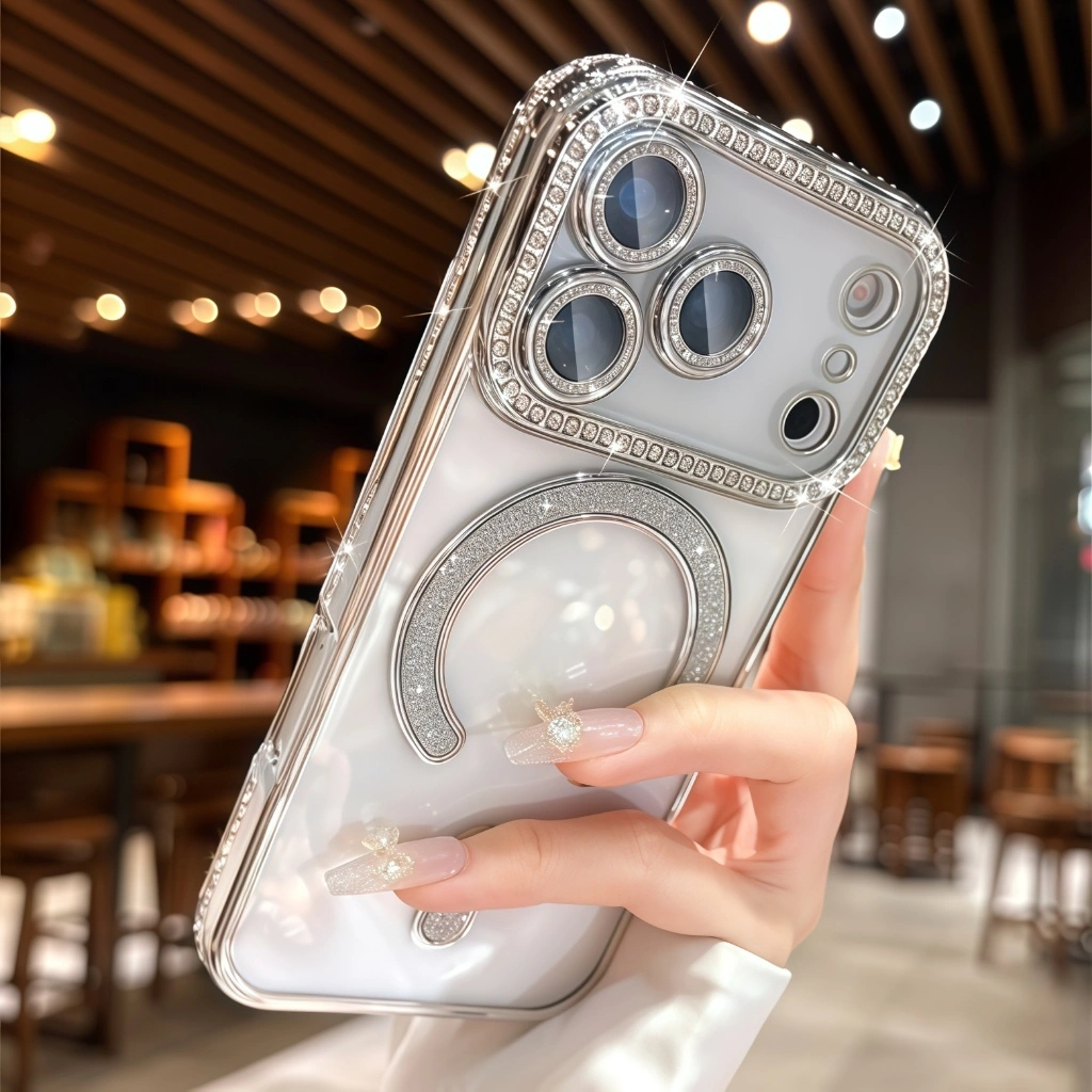 New Casing Luxury 6D Plating Glitter Diamond Transparent Phone Case for iPhone 17 17Pro 17 Pro Max Soft Casing Camera Protection Shockproof Bumper Cover