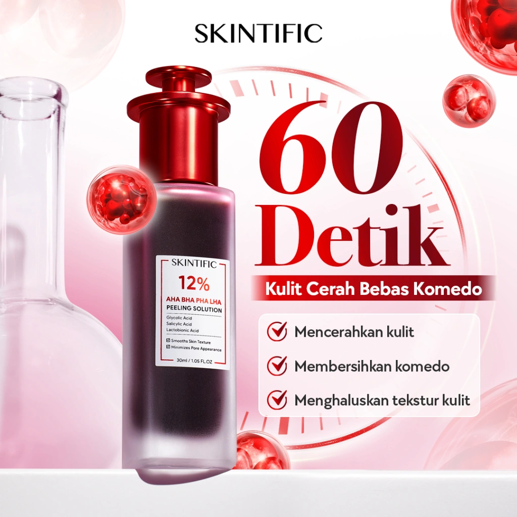 [Original] SKINTIFIC - 12% Acid Peeling Solution Serum 30ml Glass Skin Exfoliating Blackhead AHA BHA PHA Eksfoliasi Acid Essence Wajah Acne Pori-pori Komedo