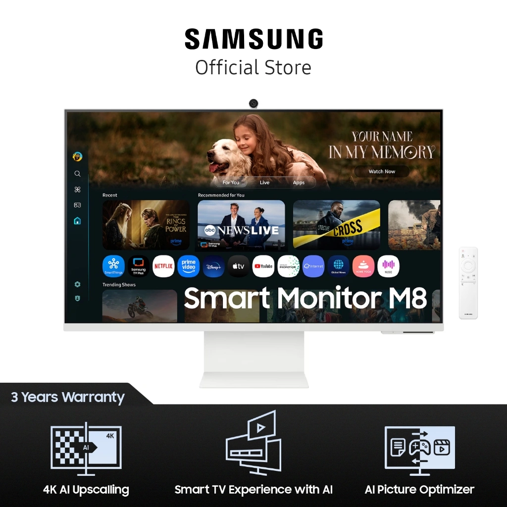 Samsung  Smart Monitor 32"  M8 M80F 4K Samsung Vision AI - LS32FM803UEXXD