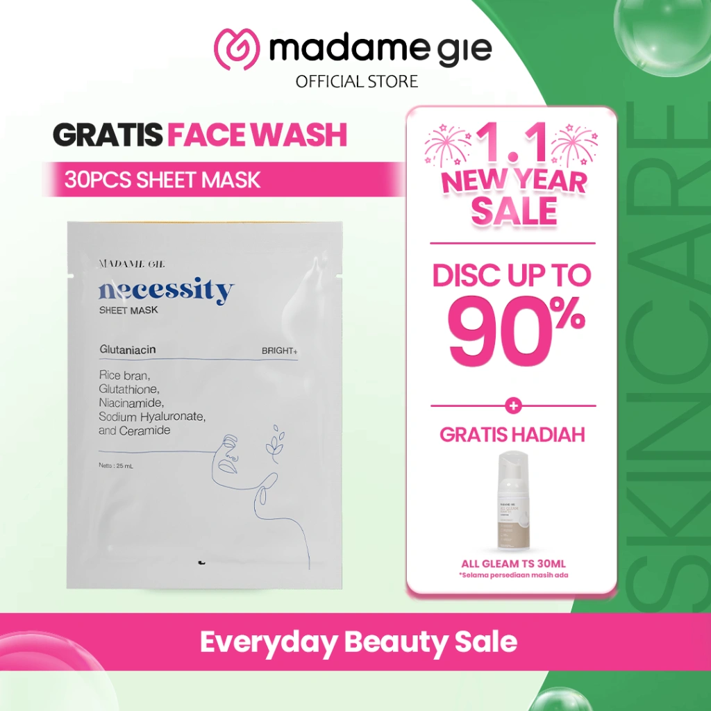 [GRATIS FACIAL WASH] [BUNDLE ISI 30PCS] Madame Gie Necessity Sheet Mask - Masker Perawatan Wajah