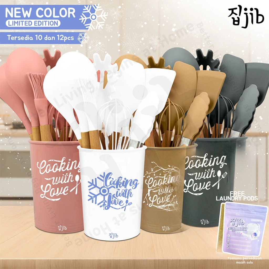 JIB Silicone Utensil Set / Kitchen Silicon Utensile Set + Bucket / Sodet Silikon / Spatula Set /  Utensile Set 13 pcs & 10 pcs