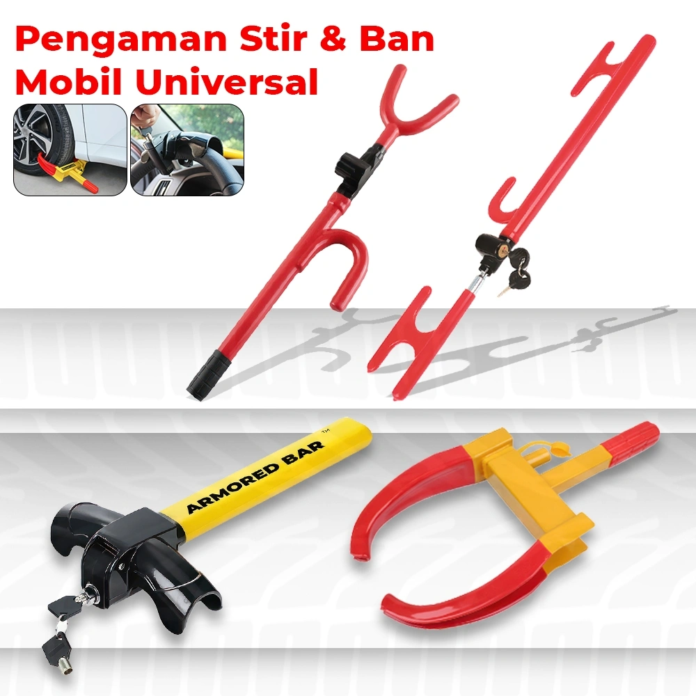 Pegaman Stir Dan Ban Mobil Universal Aman Steering Wheel Lock Kuat Dan Tahan Lama