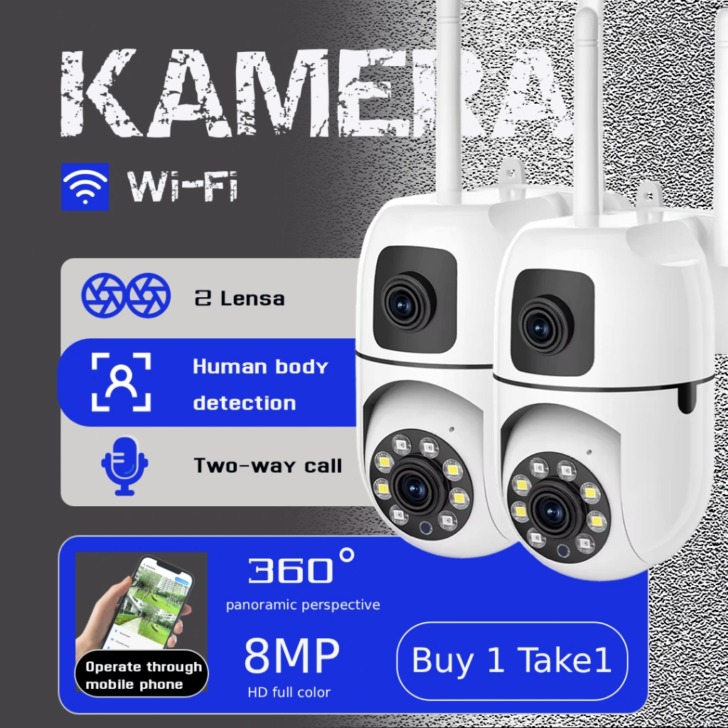 Buy 1 Take 1 V380 Pro CCTV Kamera 1080P Dual LensCCTV WIFI Jarak Jauh Lewat HP Wireless PTZ